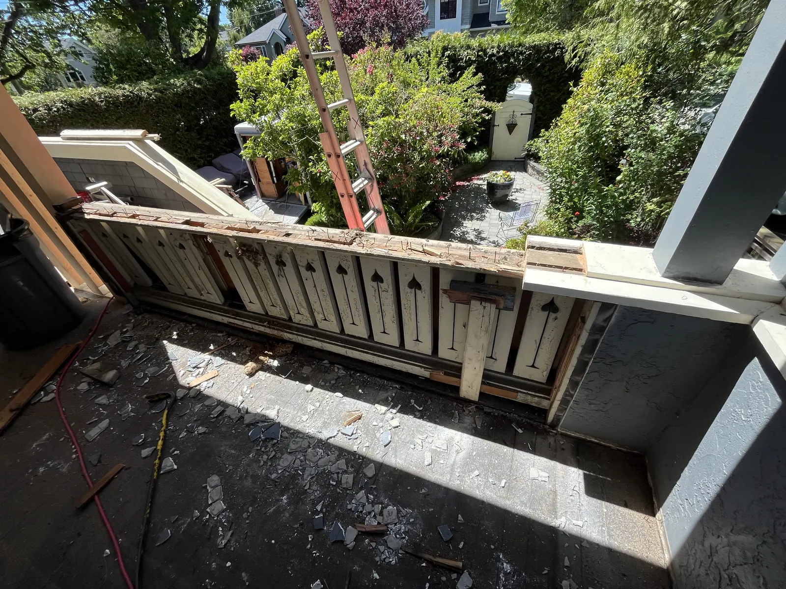 Concrete work along the edge of a new deck