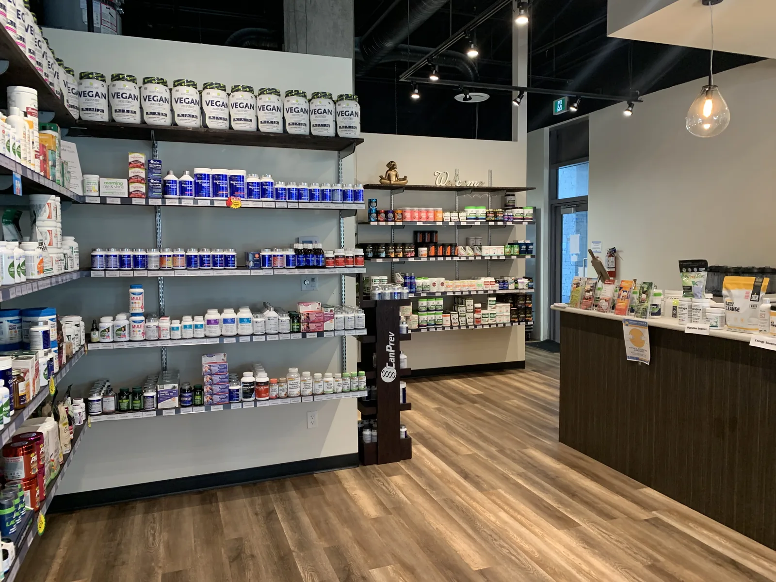 Display shelving and the service counter in the retail space at Fuel SVN