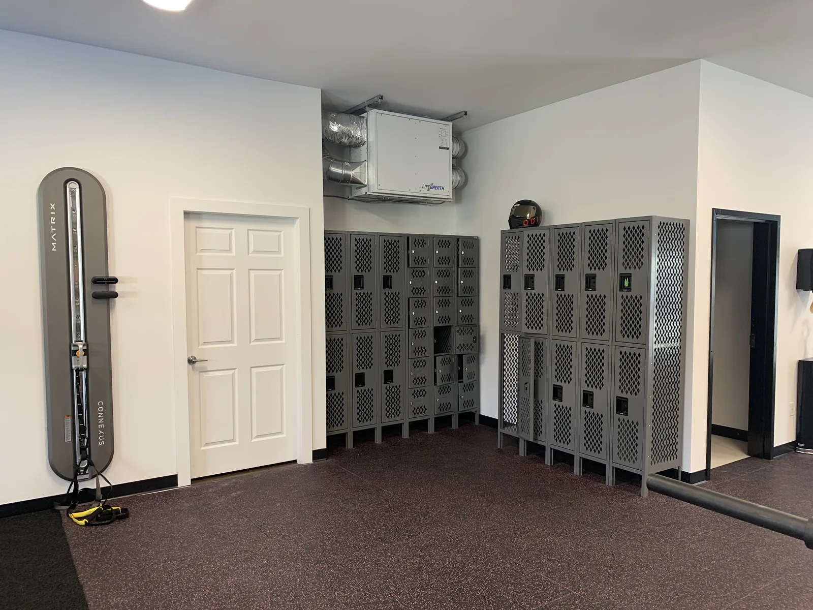 Bank of lockers and the change area at Truth Gym Victoria